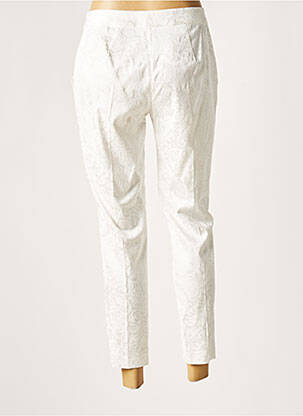 Pantalon chino fermeture zippée sous rabat boutonné taille normale blanc LAUREN VIDAL femme