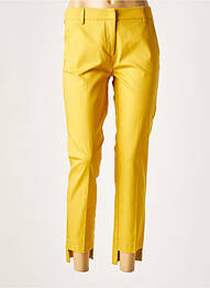 Pantalon chino fermeture zippée sous rabat avec crochet taille normale jaune LAUREN VIDAL femme