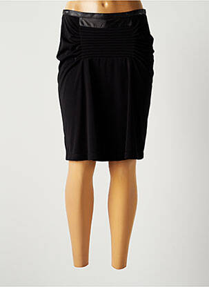 Jupe mi-longue coupe droite noir LAUREN VIDAL femme