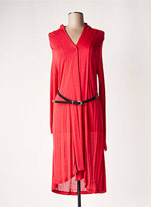 Robe mi-longue coupe fluide manches longues rouge LAUREN VIDAL femme