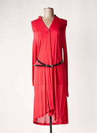 Robe mi-longue coupe fluide manches longues rouge LAUREN VIDAL femme
