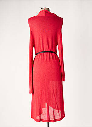Robe mi-longue coupe fluide manches longues rouge LAUREN VIDAL femme