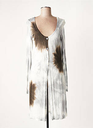 Robe mi-longue coupe fluide manches longues gris LAUREN VIDAL femme
