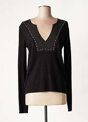 Pull coupe cintrée manches longues noir LAUREN VIDAL femme