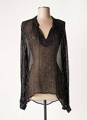Tunique manches longues légère et transparente noir LAUREN VIDAL femme