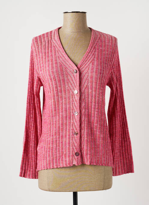 Gilet manches longues rose FILEUSE D'ARVOR pour femme