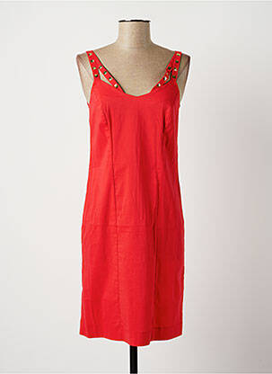 Robe mi-longue fermeture zippée au dos fines bretelles rouge BLEU D'AZUR femme