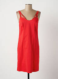 Robe mi-longue fermeture zippée au dos fines bretelles rouge BLEU D'AZUR femme