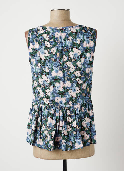 Top col v sans manche bleu POUPEE CHIC femme