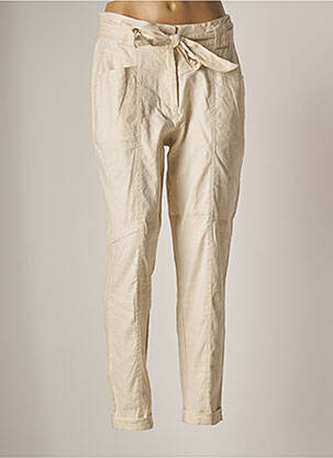 Pantalon slim taille haute taille haute beige SUMMUM femme
