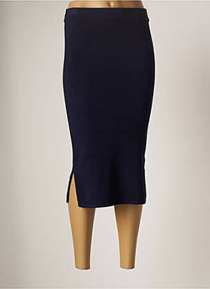 Jupe mi-longue taille haute bleu PASSIONI femme