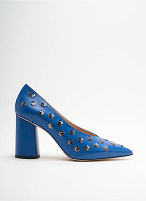 Escarpins matière lisse talon de 7 à 9cm bleu FRANCO RUSSO NAPOLI femme