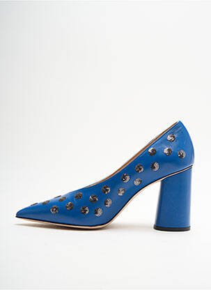 Escarpins matière lisse talon de 7 à 9cm bleu FRANCO RUSSO NAPOLI femme