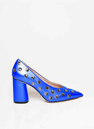 Escarpins matière lisse talon de 7 à 9cm bleu FRANCO RUSSO NAPOLI femme