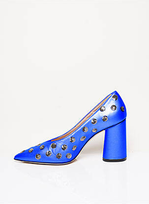 Escarpins matière lisse talon de 7 à 9cm bleu FRANCO RUSSO NAPOLI femme