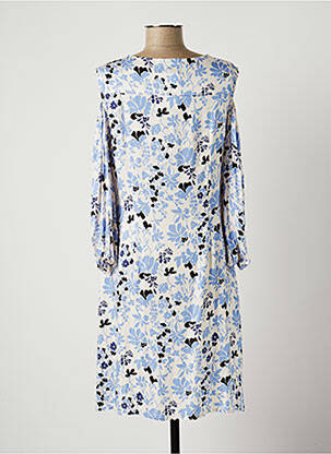 Robe mi-longue imprimé fleurs manches longues bleu TERRE DE FÉES femme