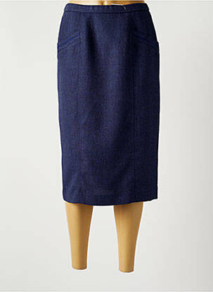 Jupe mi-longue coupe droite bleu PAUPORTÉ femme