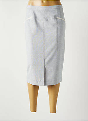 Jupe mi-longue taille à pinces bleu WEINBERG femme