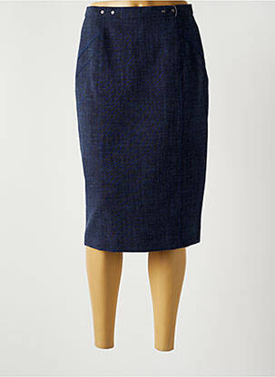 Jupe mi-longue taille à pinces bleu WEINBERG femme