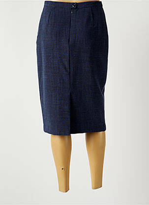 Jupe mi-longue taille à pinces bleu WEINBERG femme