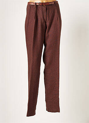 Pantalon droit fermeture zippée sous rabat boutonné taille normale marron TERRE DE FÉES femme