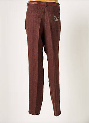 Pantalon droit fermeture zippée sous rabat boutonné taille normale marron TERRE DE FÉES femme