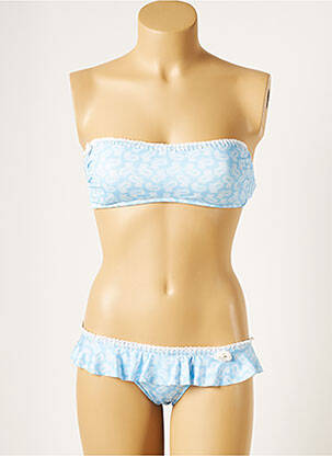 Maillot de bain 2 pièces stretch haut bandeau bleu GENIUS femme