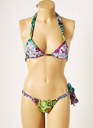 Maillot de bain 2 pièces stretch haut triangles violet DISTRICT femme