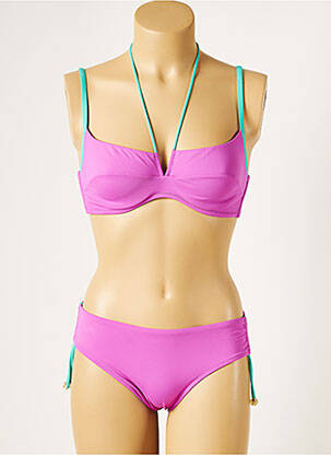 Maillot de bain 2 pièces stretch haut soutien-gorge balconnet rose GENIUS femme