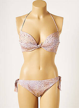 Maillot de bain 2 pièces stretch haut soutien-gorge push-up gris GENIUS femme