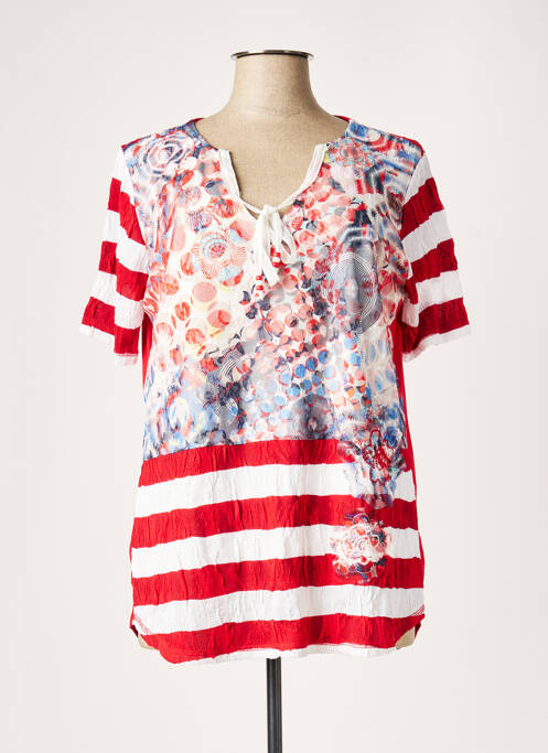 Top tissage jersey manches courtes rouge FRANCK ANNA femme