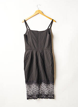 Robe mi-longue tissage crêpe fines bretelles noir MOSALI femme