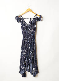 Robe mi-longue coupe fluide manches courtes bleu DEBY DEBO femme