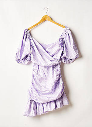 Robe courte fermeture zippée au dos manches courtes violet LOAVIES femme