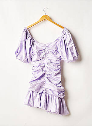 Robe courte fermeture zippée au dos manches courtes violet LOAVIES femme