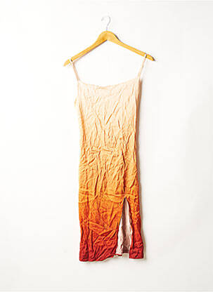 Robe mi-longue orange BERSHKA pour femme