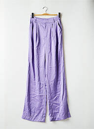 Pantalon large taille à pinces taille haute violet LOAVIES femme