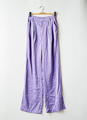 Pantalon large taille à pinces taille haute violet LOAVIES femme