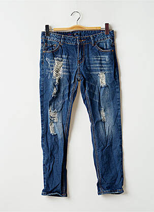 Jeans coupe slim effet usé délavé taille normale bleu JENNYFER femme