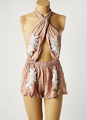 Combishort tissage crêpe fines bretelles rose ZAFUL femme