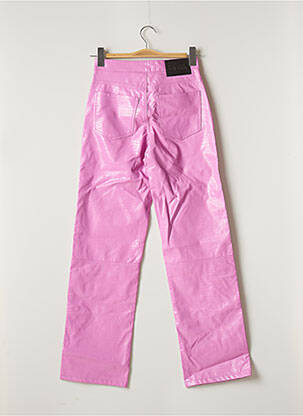 Pantalon droit fermeture zippée sous rabat boutonné taille normale rose BERSHKA femme