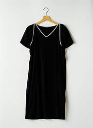 Robe mi-longue tissage crêpe manches courtes noir UN JOUR AILLEURS femme