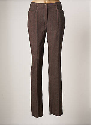 Pantalon droit fermeture zippée sous rabat boutonné taille normale marron PAUPORTÉ femme