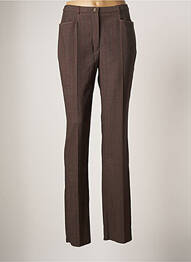 Pantalon droit fermeture zippée sous rabat boutonné taille normale marron PAUPORTÉ femme