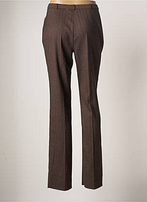 Pantalon droit fermeture zippée sous rabat boutonné taille normale marron PAUPORTÉ femme