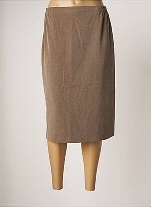 Jupe mi-longue coupe droite marron GUY DUBOUIS femme