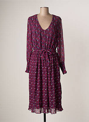 Robe mi-longue coupe fluide manches longues bleu LA FIANCEE DU MEKONG femme