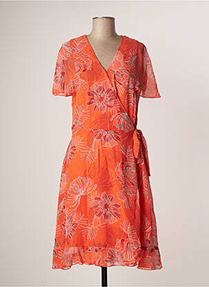 Robe mi-longue imprimé fantaisie manches courtes orange LA FIANCEE DU MEKONG femme