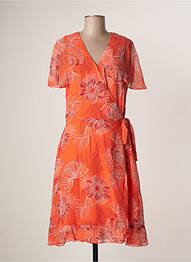 Robe mi-longue imprimé fantaisie manches courtes orange LA FIANCEE DU MEKONG femme