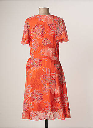 Robe mi-longue imprimé fantaisie manches courtes orange LA FIANCEE DU MEKONG femme